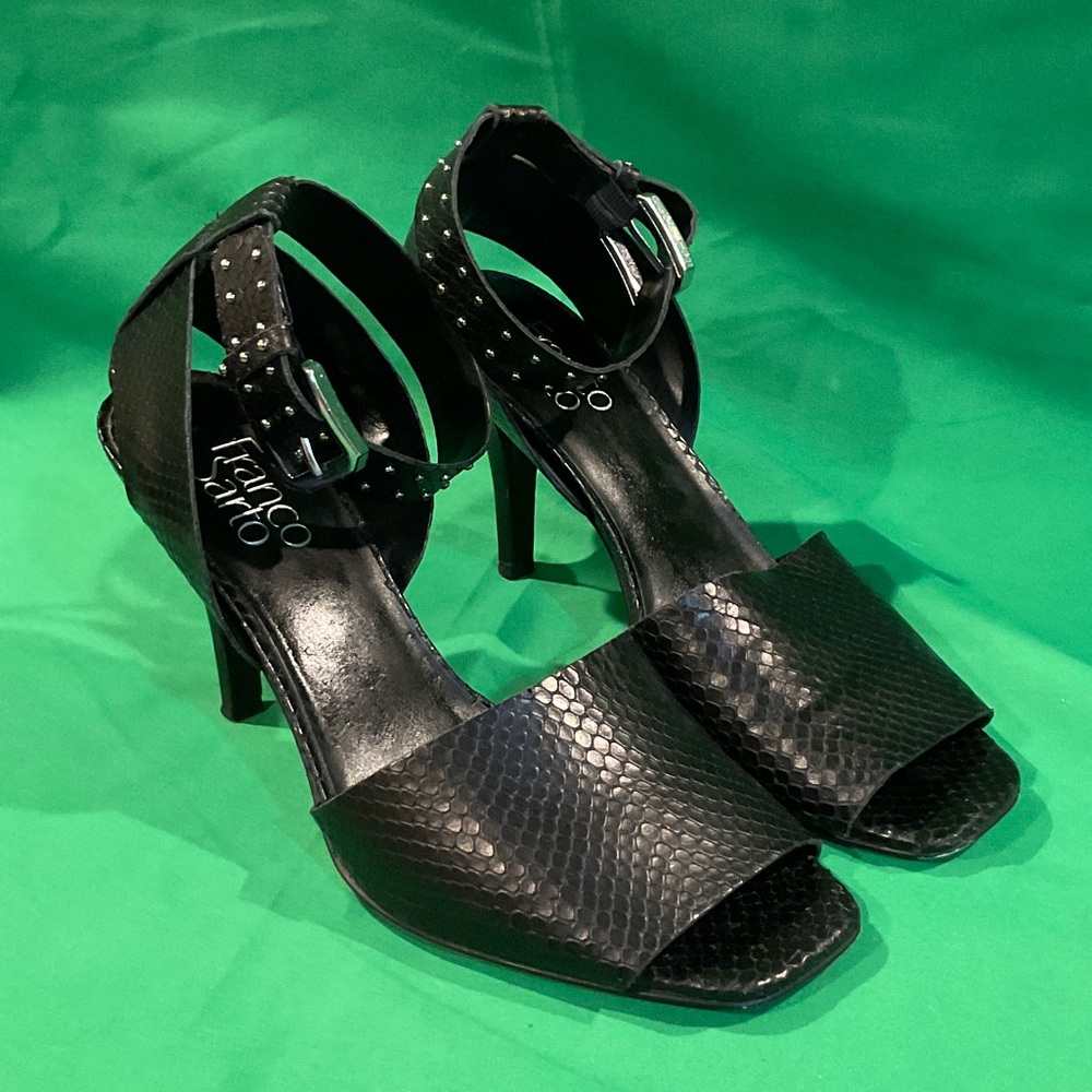Franco Sarto Black Snakeskin Heels